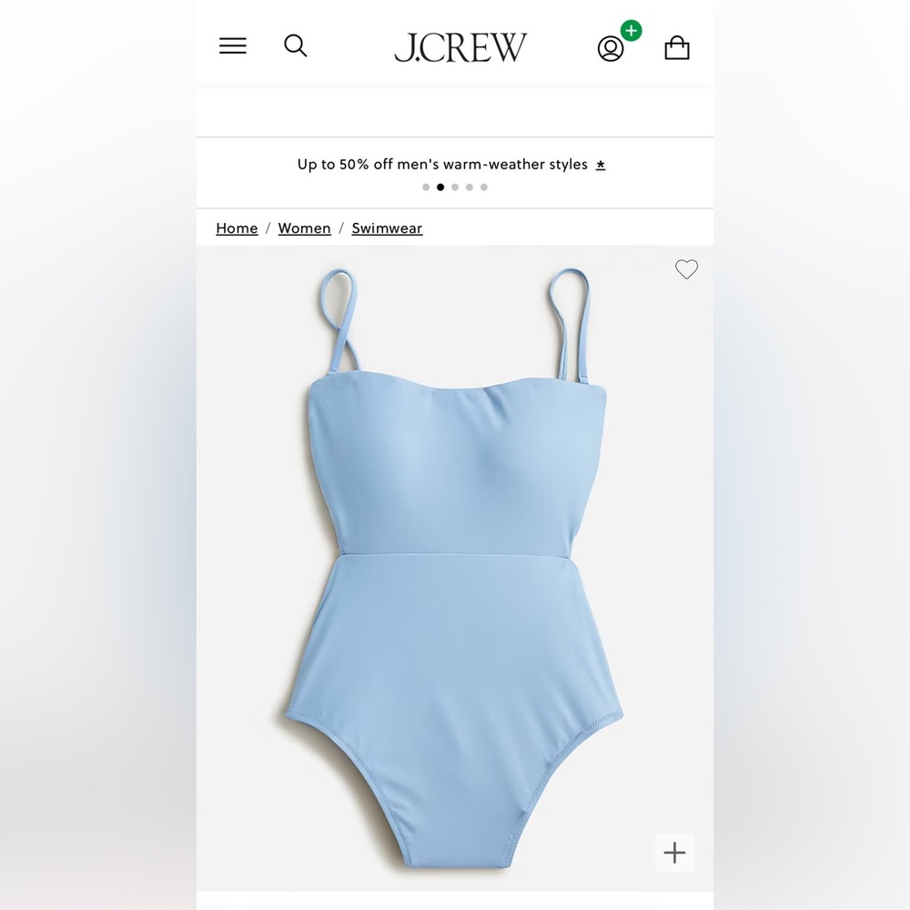 J. Crew Cutout tie-back one piece -‘Blue Mist’ - Size 8